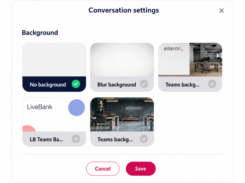 Conversation settings in LiveBank
