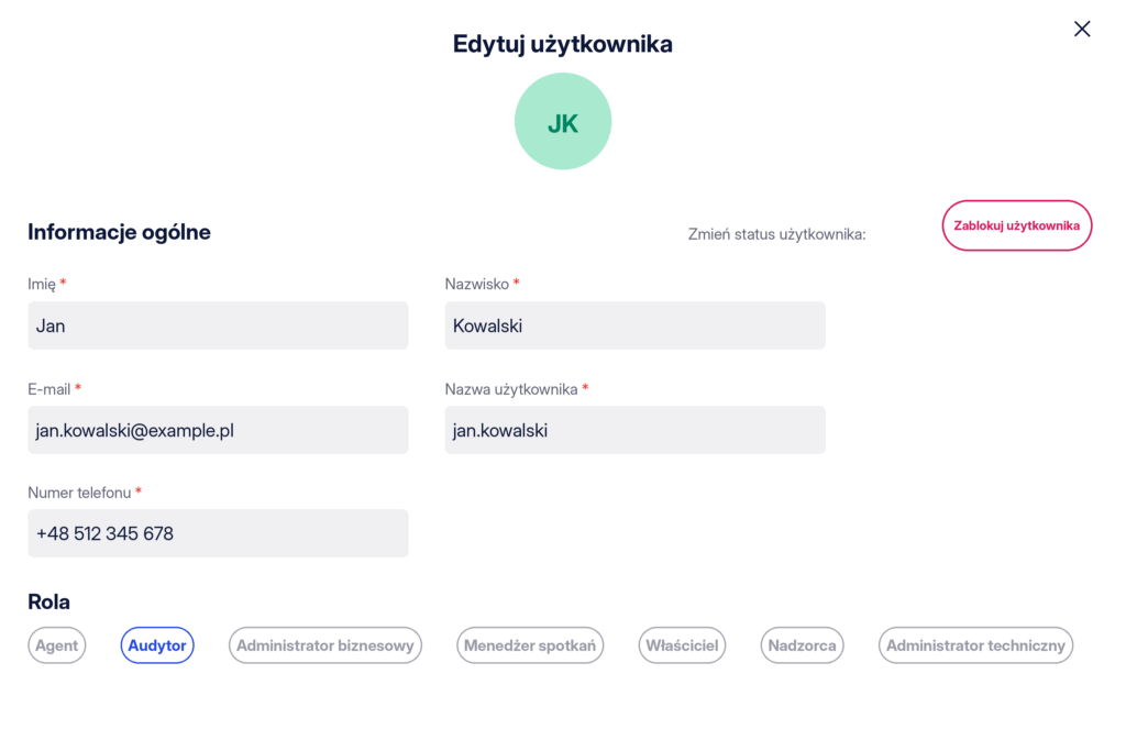 Blokowanie użytkownika