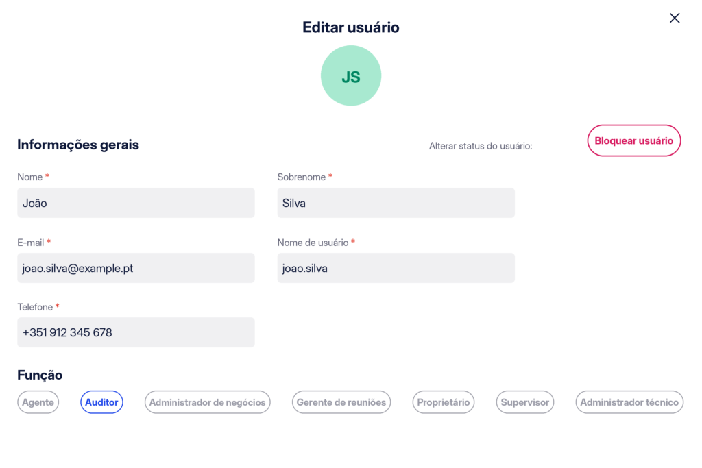 Bloquear um utilizador
